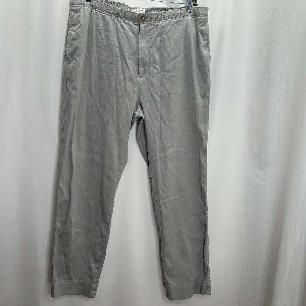 Banana Republic men’s light gray pants XL linen blend straight summer ‘25